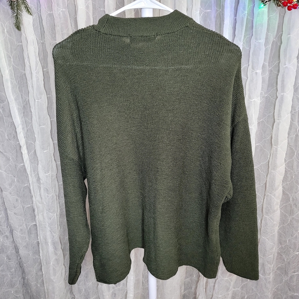 Zenana Outfitters 2 Piece Set Olive Knit Sweater and Shorts Oversized Boutique - Picture 3 of 7